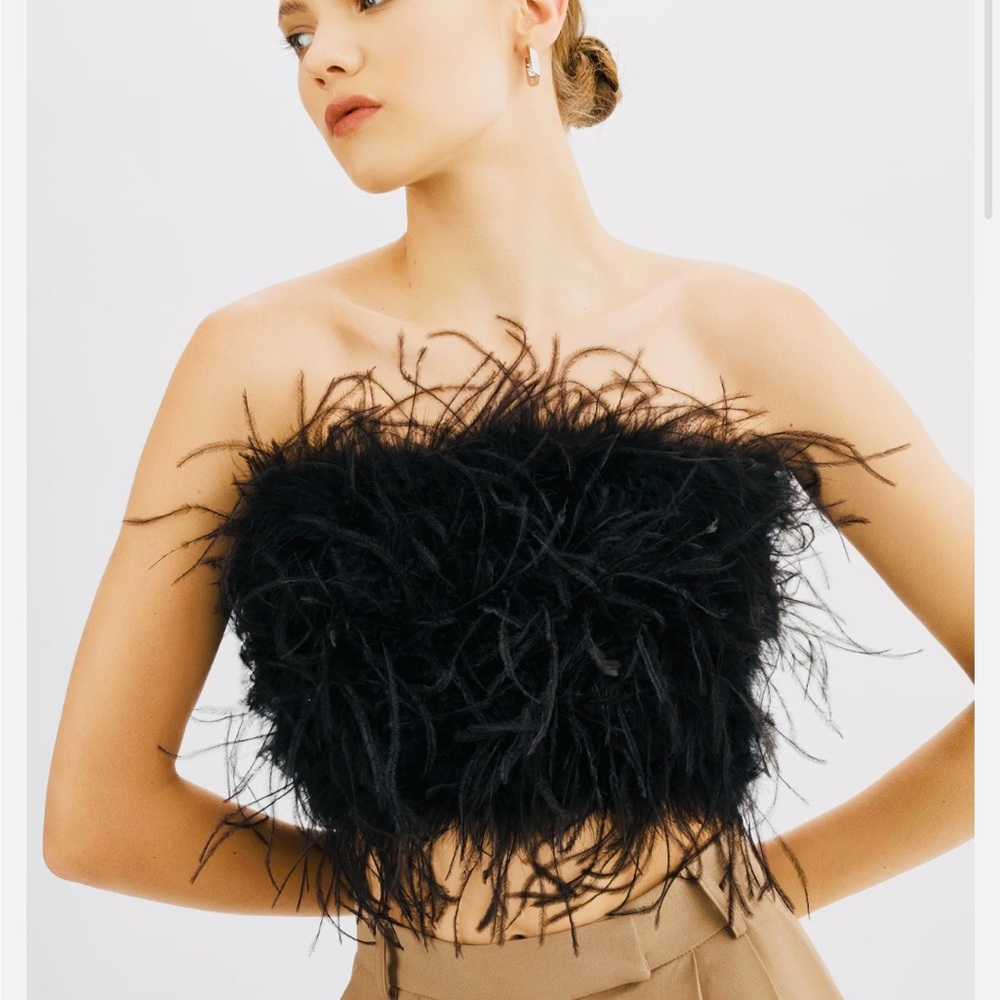 Holiday Party Time! Lamarque Black Feathered Bustier